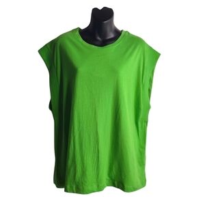Zara Womens Green Round Neck Sleeveless T-shirt Size Large NWT